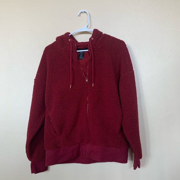 Champion Burgundy Sherpa Fleece Full Zip Jacket - Picture 4 of 6
